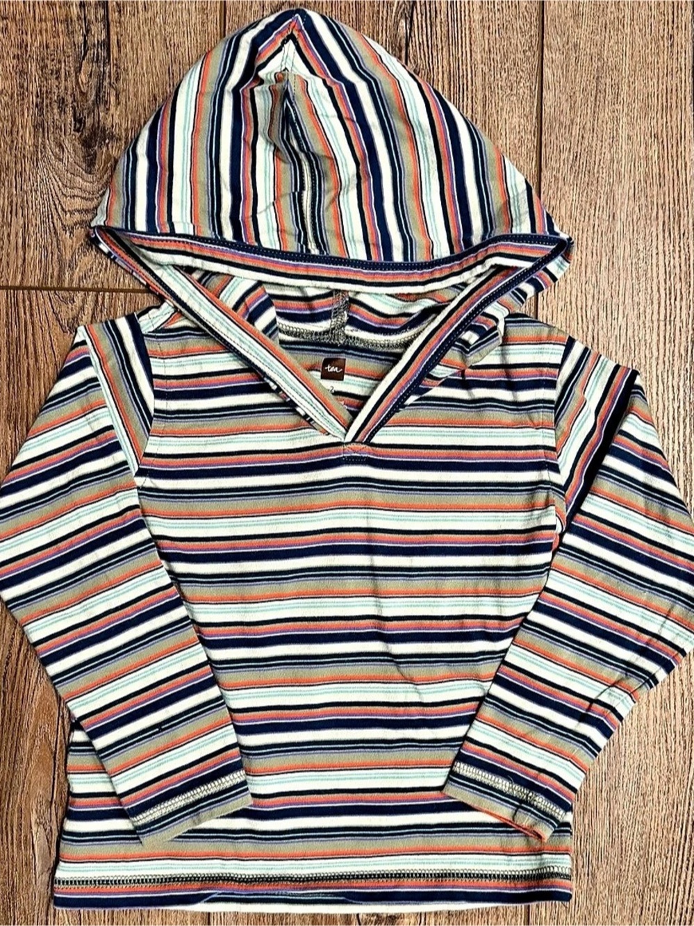 Tea Collection Boys Striped Hooded Long Sleeve Top Size 2T